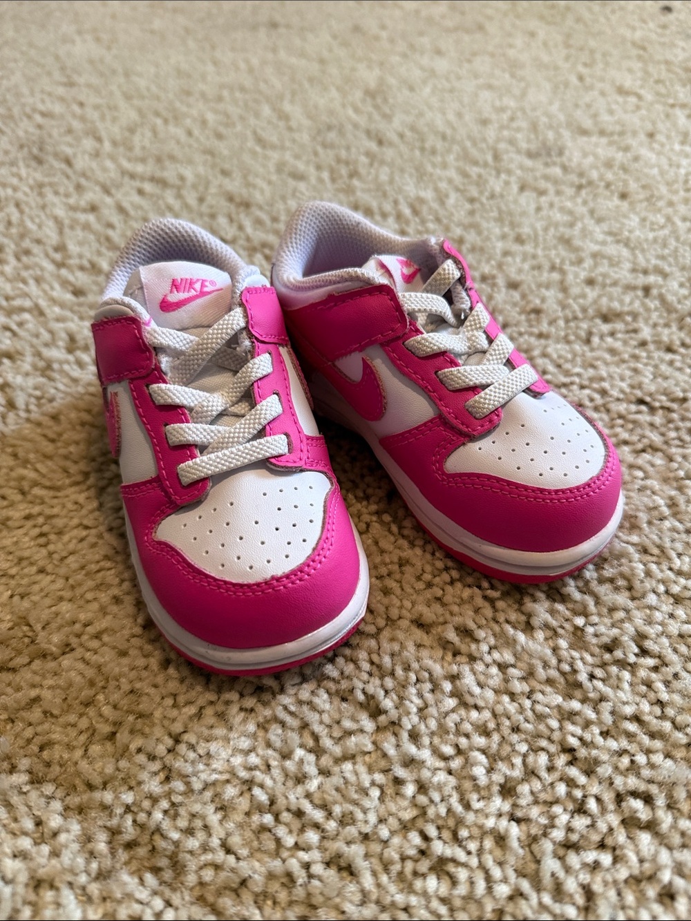 Nike Infant 5c White & Pink Dunk Low